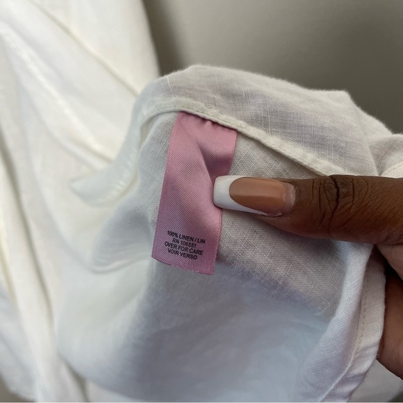 Calypso St. Barth Women Linen Dress Small White Wrap Cottagecore Boho Coastal - Picture 6 of 8